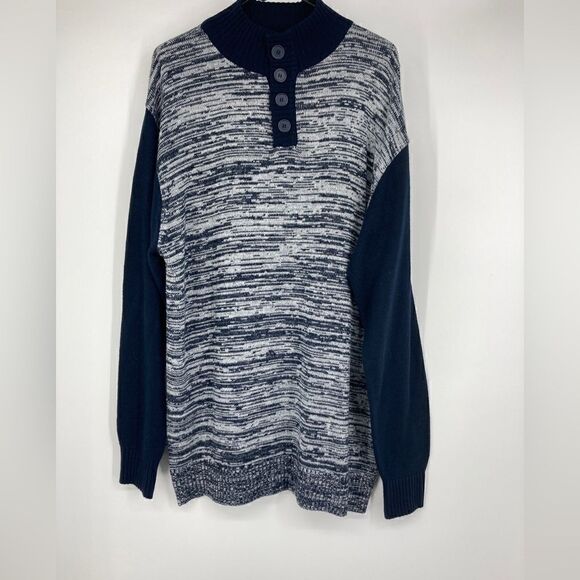 Koman Men’s Grey/Black Striped Pullover/Sweater Size 2XL - Picture 2 of 7